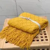 Dekens Gebreide Mosterdgeel Gooi Deken Voor Bank Thuis Herfst Winter Decoratieve Kwastje Gezellige Boho Laken Sofa Cover