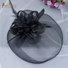 jm02 White Black Bridal Fascinator Birdcage Veil Wedding Hat Short Bride Face Veil Charming Evening Blusher Veil Bridal Headwear e0yp#