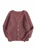 Onelink fúcsia roxo camurça vermelha lã plus size mulheres 2022 outono inverno butts up cardigan camisola oversize malhas roupas 21Qp #