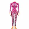 Rose Blaskly Sequin Tumpsuit Fi Spandex Stretch Shining Dance Costume One -ant-Bodysuit Nightclub Klub imprezowy legginsy U8DX#