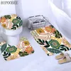 Douchegordijnen Boheems gordijn bloemen planten toilethoes antislip tapijten en badmat groen blad badkamer met haken woondecoratie