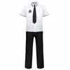 Uomini Scuola Uniforme Maniche Corte Camicia Top Pantaloni Lg con Distintivo e Cravatta per Uniformi Giapponesi Studente Costume Cosplay Suit f1hz #