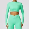 Active Shirts Spring Yoga Crop Tops Women Long Sleeve Open Back Running Fitness Workout Built In Bra Athletic Top Wear Ladies