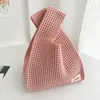 Sac à main pour femmes, Versi coréen, fourre-tout tricoté creux, pochette de rangement Portable, sac de magasin de couleur unie, sac de taille multifonctionnel 75N4 #