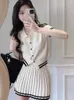 Work Dresses Miiiix Fashionable Small Fragrant Style Knitted Polo Dress For Women's Summer Waist Collection Pleated Skirt Two-piece Set