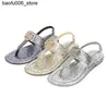 Sandals European and American womens Rhinestone high heels with sequin crystal flip wearing thick soled beach sandals and slippers Q240330
