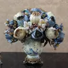 Vasi Vaso in ceramica di lusso europeo Simulazione Fiore Casa Soggiorno Figurine da tavolo Artigianato Tavolino Decorazione vaso di seta