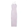 Casual Dresses Summer For Women 2024 Sexy Evening Party Dress Midi Bodycon Long Black Halter Pink Backless