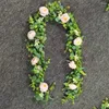 Decorative Flowers Realistic Artificial Vine Elegant Fake Rose Garland For Wedding Party Decoration Table Centerpiece