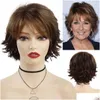 Synthetic Wigs Hair Brown Short Curly Wig For Women Girls Pretty Sweet Hairstyle With Bangs Daily Cosplay Party Casual 240306 Drop Del Ot8Tn