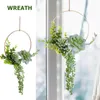 Decoratieve Bloemen Kunstmatige Groene Plant Succulent Bamboe Ring Thuis Kamer Winkelcentrum Wanddecoratie Hangende Garland