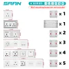 SRAN EU wall socket with rocker switch,220v 16A socket with usb 146*86 crystal glass panel with light switch 1 gang 1/2/3 way