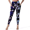 Leggings pour femmes colorés rétro années 70 mignon imprimé fleur pantalon de yoga taille haute vintage Leggins Stretch Design collants de sport cadeau