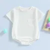 Rompers spädbarn baby pojke tjej t shirt romper kort ärmlös besättning halsbubbla solid bodysuit jumpsuit outfits