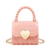 2023 New Solid Color Fresh and Sweet Love Lock Chain Mini PVC Jelly Women's Bag Fi Crossbody Lipstick Small Bag B15X#