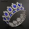 Grampos de cabelo Janevini estilo europeu coroas vermelhas e tiaras luxo cristal strass jóias de casamento nupcial redondo grande headpieces