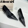 Kledingschoenen 2024 Runway Real Leather Ondiepe Dames Puntschoen Kitten Heel Elegant Party Office Lady