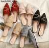 Sandals Baotou slider womens spring/summer 2023 new fashionable Pointed flat sole shoelaces casual cool half slider Zapatos Mujer Q240330