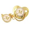 PACIFIERS PACIFIERS 26 NAME INITIAL BROV Baby Pacifier och klipp BPA SILE SANTNA NUPPLE GOLD BLING Born Dummy Soother Drop Delive D DHBIV