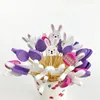 Forks 50/100Pcs Egg Pattern Easter Disposable Bamboo Skewer Hamburger Topper Smooth Surface Fruit Fork Cocktail Picks