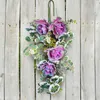 Decorative Flowers Spring Wreath Door Hanging Simulation Purple Upside Down Ornaments Home Front Living Room Window Suction Cups