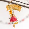 Party Supplies YO-4 PCS Vintage Retro Weihnachtsengel Puppe Dekoration Willkommen Tür Hängeplatte Holzschild Anhänger Weihnachten Home Decor