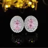 2024 Pink Zircon Earrings for Women Diamond Stud Earrings 925 Silver Needle Wedding Jewelry Festival Gifts 14Style
