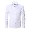 Men's Casual Shirts Slim Fit Shirt Stylish Cardigan With Turn-down Collar Long Sleeves Soft Breathable Mid Length For Office