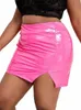 Kvinnor plus storlek faux latex mini kjol stretchy bodyc kjol hem sidasidan damer sexig pvc läder kjol klubbkläder anpassad r7pn#