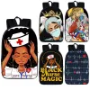 Taschen Schwarze Krankenschwester mit Crown -Rucksack für Teenager Mädchen Kinder Kinder Schultaschen Afro Frauen Leinwand Reisen Reisetasche Student Student BABACK KID BUCHBACHE