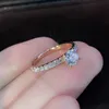 Trouwringen Delysia Koning Vrouwen Trendy Glanzende Kristallen Ring Eenvoud Elegant Temperament Engagement Sieraden 24329