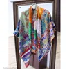 Halsdukar lyx 70% kashmir 30% Silk Thin Shawl Scarf Women Fashion Forest Floral Night Print Kerchief Stole Hijab 135cm