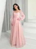 Parti Elbiseleri Puflu Kollu Düğmeler Kadınlar İçin Balo Elbisesi 2024 A-Line Back-up Zemin Uzunluğu Özelleştirilebilir Resmi Fırsat Vestidos De