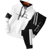 Men's Tracksuits Tracksuit Letter Hoodies Pants Set Male Hooded Sweatshirt 2 Piece Suit White Black Autumn Winter Outfits 2024