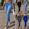 Skinny Pants Long Lasting Slim-fitting Full-Length Leggings Skinny Trousers Mid-Waist Eye-catching Denim Pants for Girl 240314