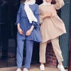 Etniska kläder 2 stycken Dubai Abaya turkiska hijab muslimska klänning kvinnor kaftan islamiska grote maten dames kleding ensemble femme drop del dh6eh