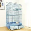 Porte-chats Cages en fer modernes maison nordique maison intérieure Villa animal de compagnie grand espace avec bac à litière de toilette fournitures intégrées