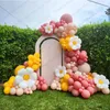 Party Decoration 105pcs Daisy Balloons Garland Arch Kit Retro Pink Blush Yellow Latex Globos Wedding Birthday Decorations Kids Baby Shower