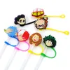 boys childhood japanese comic anime cartoon silicone straw toppers accessories cover charms Reusable Splash Proof drinking dust plug decorative 8mm straw party