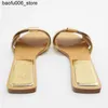 Sandaler Kvinnor Flat Bottom Slide Summer 2024 Traf Zaza Gold Womens Flip Sling Sandals Open Toe Beach Low Heel Slide Multi Color Q240330