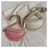 fi Pattern Fanny Packs For Women Stylish Letter Printed Chain Waist Bag Female Waist Pack Wide Strap Crossbody Bag v9Um#
