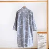 Accueil Vêtements Coton Couleur Tissé Jacquard Kimono Pyjama Robes Pour Hommes Quatre Saisons Mince Dentelle Sueur Peignoir À La Vapeur Peinture À L'encre Robe