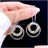 Dangle & Chandelier Statement Fashion Metallic Crystal Round Circle Hoop Earrings For Women Personality New Jewelry Earings Dhgarden Dhvrp