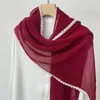 Veckad fast färg halsduk för kvinnor sommarsolskydd vår höst mode sjal tunt bomullslinne silkescarf 150*cm w277 240320