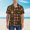 Men's Casual Shirts Abstract Mandala Print Vacation Shirt Mexican Style Hawaii Men Vintage Blouses Short Sleeve Harajuku Design Tops