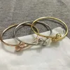 Original brand TFF High Edition Open Ball Bracelet Womens Smooth Face Double 18k Rose Gold Light Luxury Small Handset