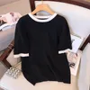 Plus la taille 170 kg buste femme 160 été lâche glace soie tricoté haut à manches courtes t-shirt noir vert 5XL 6XL 7XL 8XL 9XL 10XL f8Le #