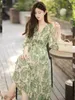 Vestidos Casuais Daxi Self-Made |Saia de jardim moda corte de cintura emagrecimento floral 2024 vestido fresco de verão