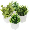 Flores decorativas 4 pçs planta artificial vasos de plantas decoração falso interior suculento falso adornos de mesa mini bonsai escritório