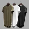 Maille t-shirt vêtements serré gymnase hommes marque d'été hauts t-shirts Homme solide séchage rapide musculation Fitness t-shirt 240321